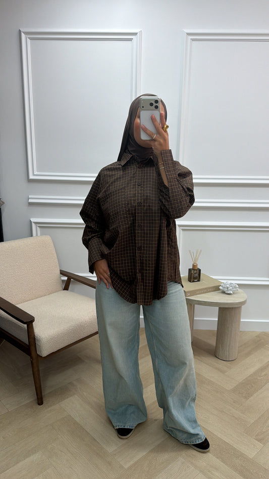 PRINT BLOUSE BROWN