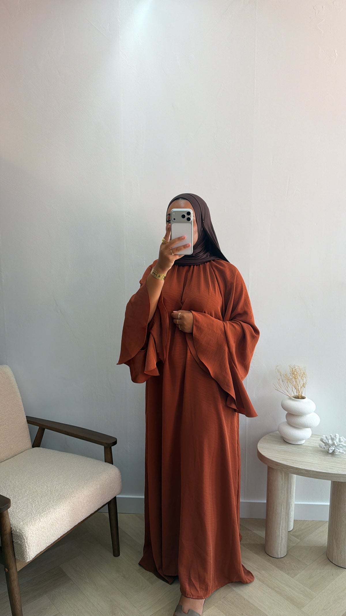 MAXI DRESS WIJDE MOUW PUMPKIN