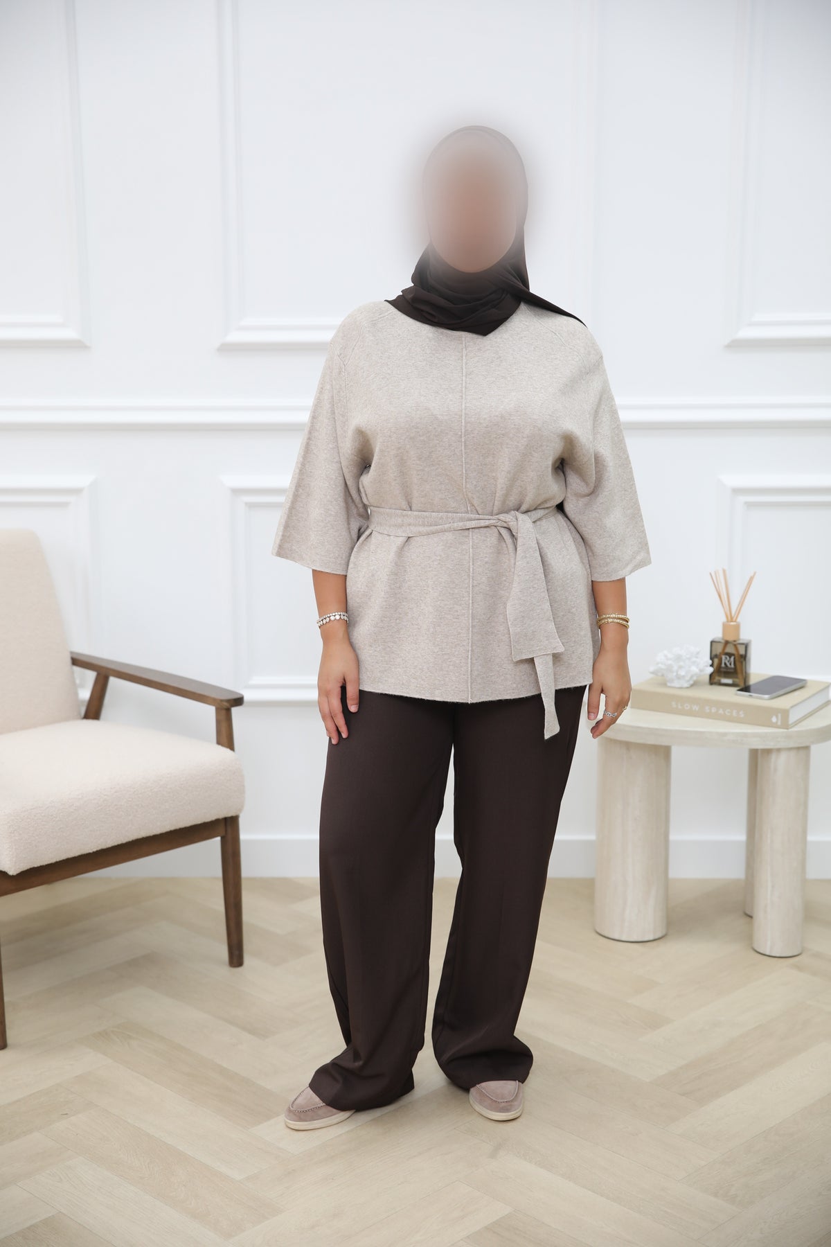 WOLLEN TOP BELT TAUPE