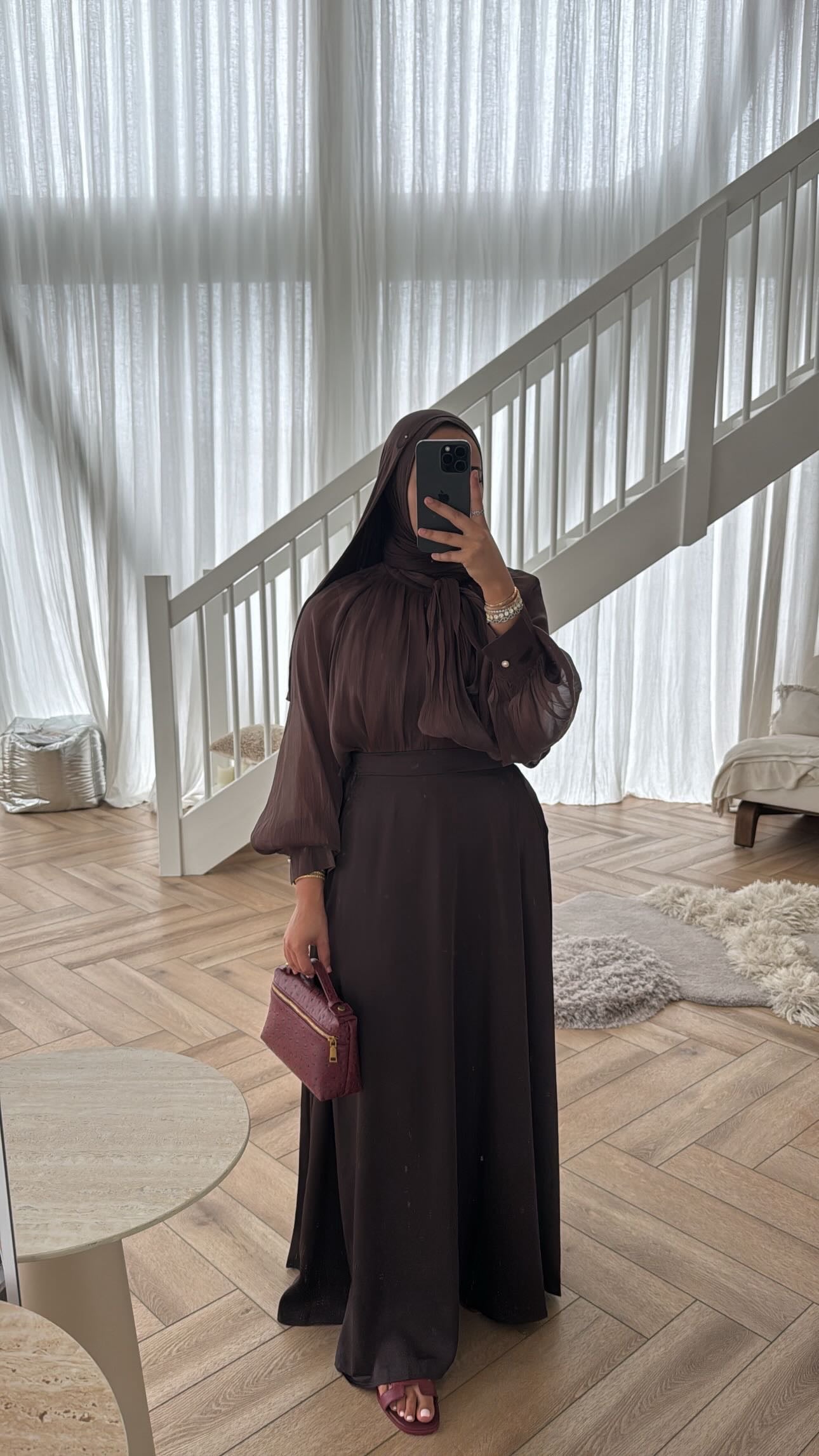 CHIFFON BLOUSE DARKBROWN