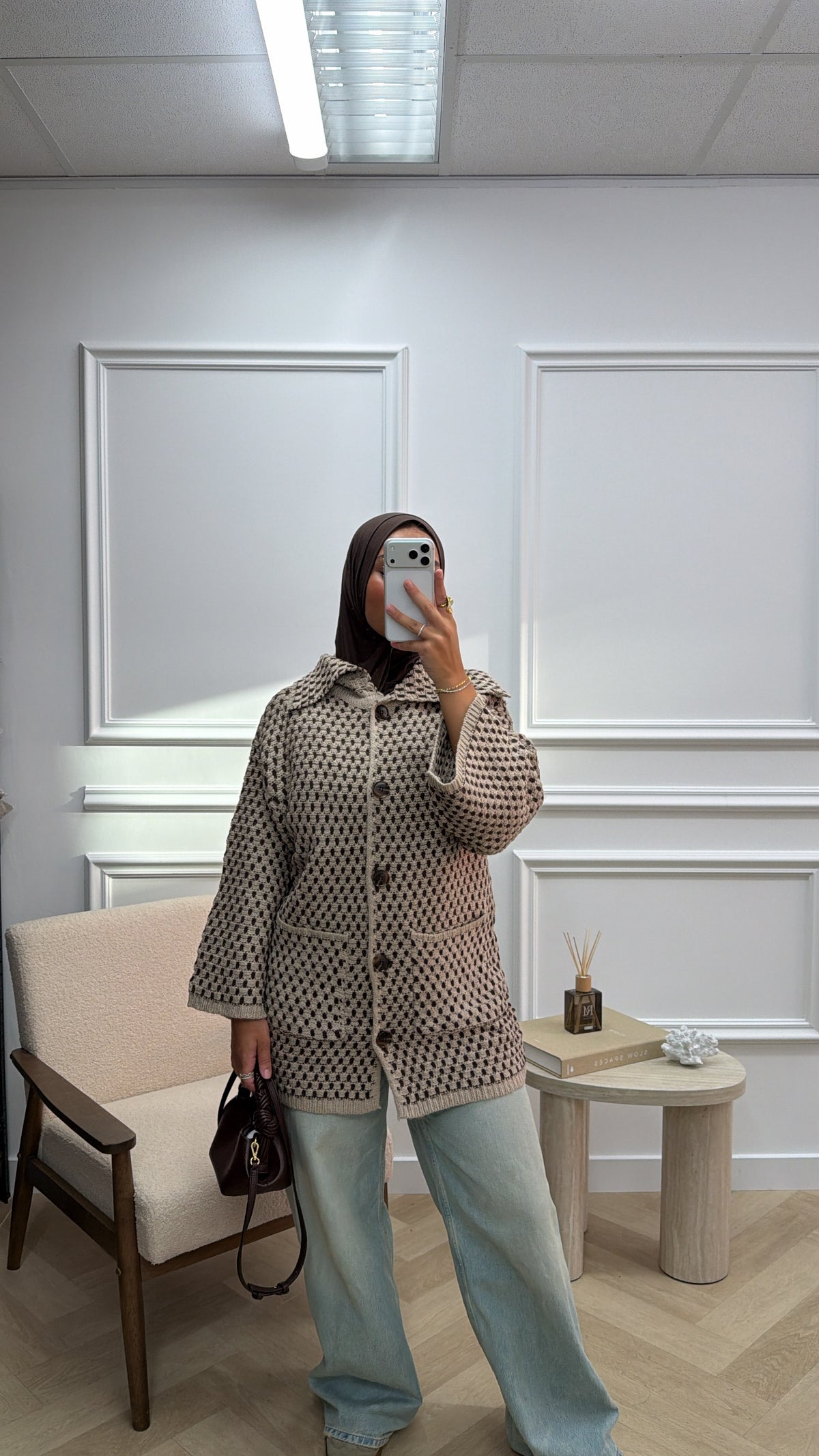PRINT VEST TAUPE