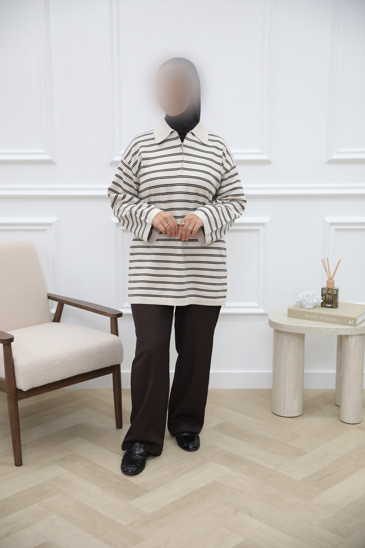 WOLLEN TOP PRINT BEIGE