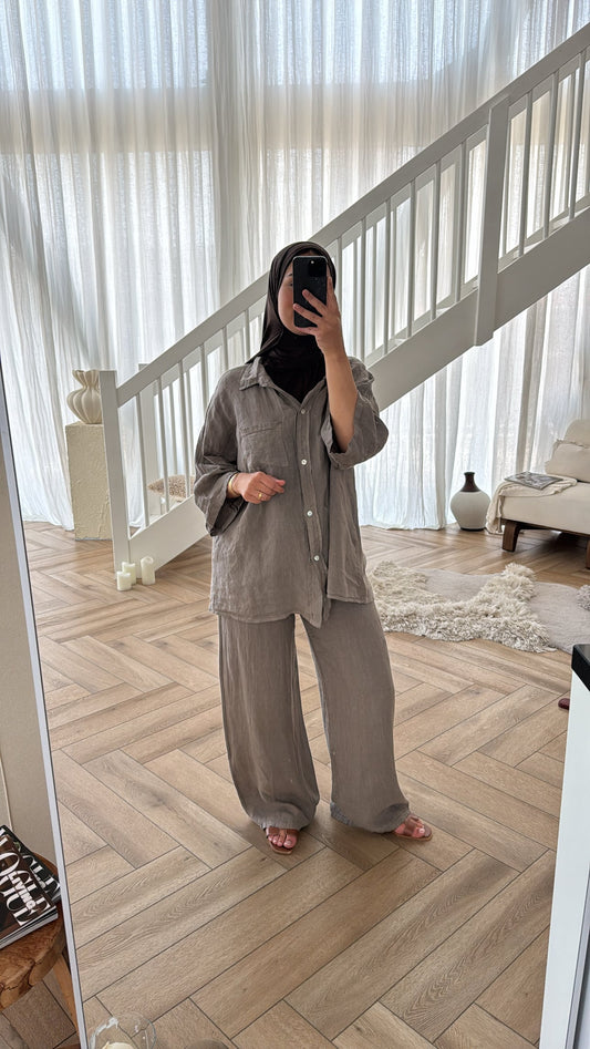 LINEN SET TAUPE
