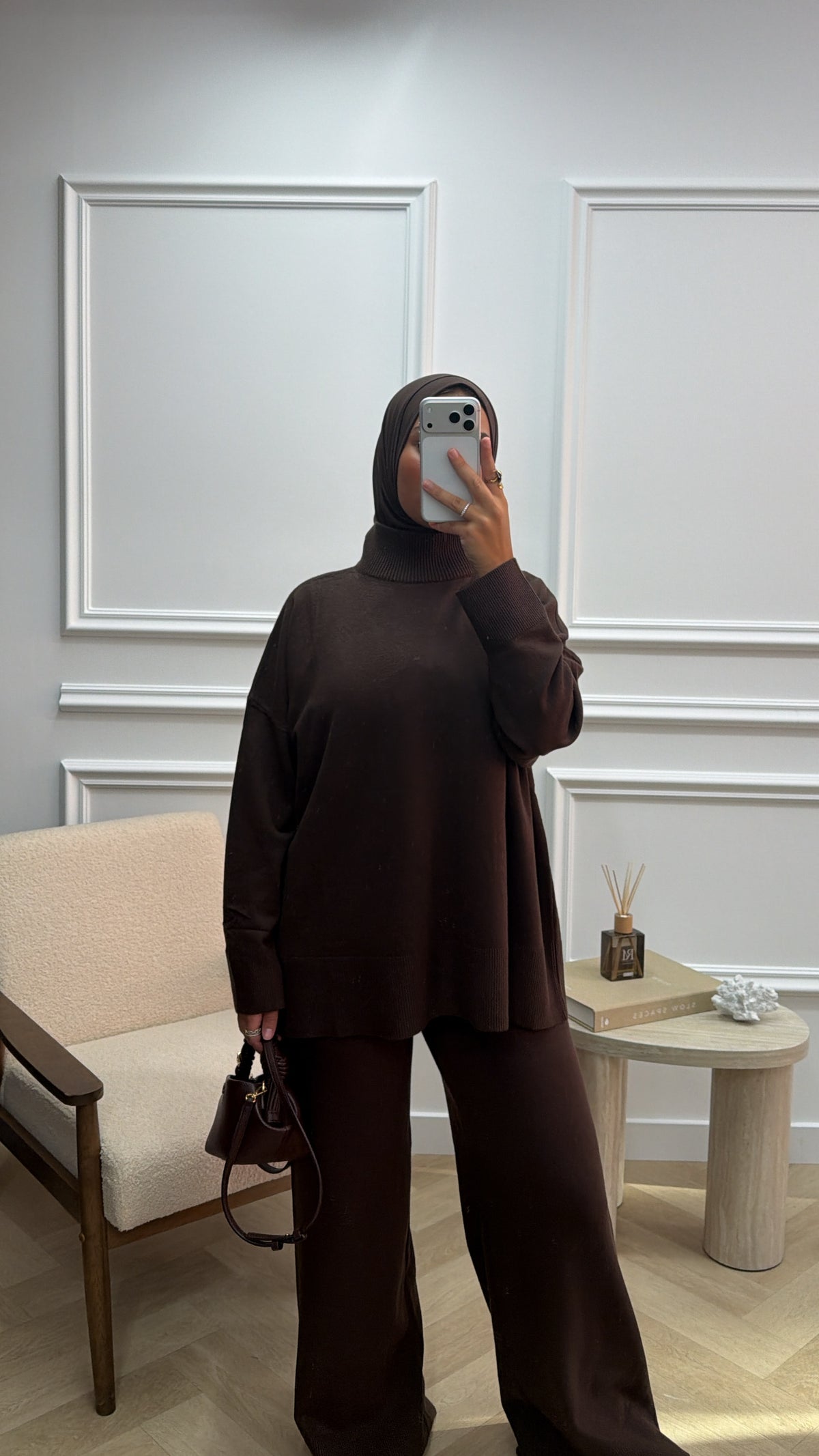 TWINSET MET KOL DARKBROWN