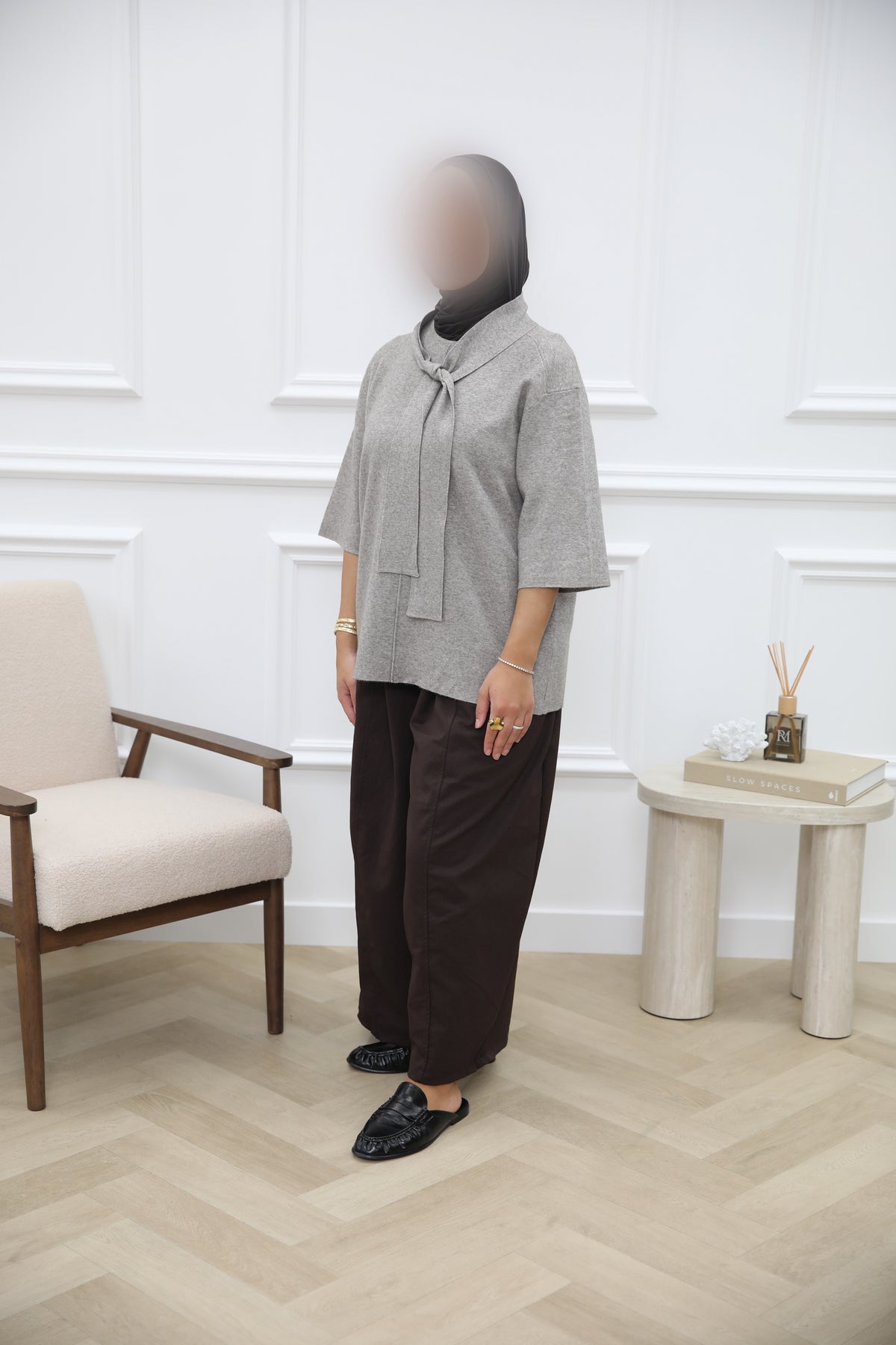 WOLLEN TOP BELT GREY