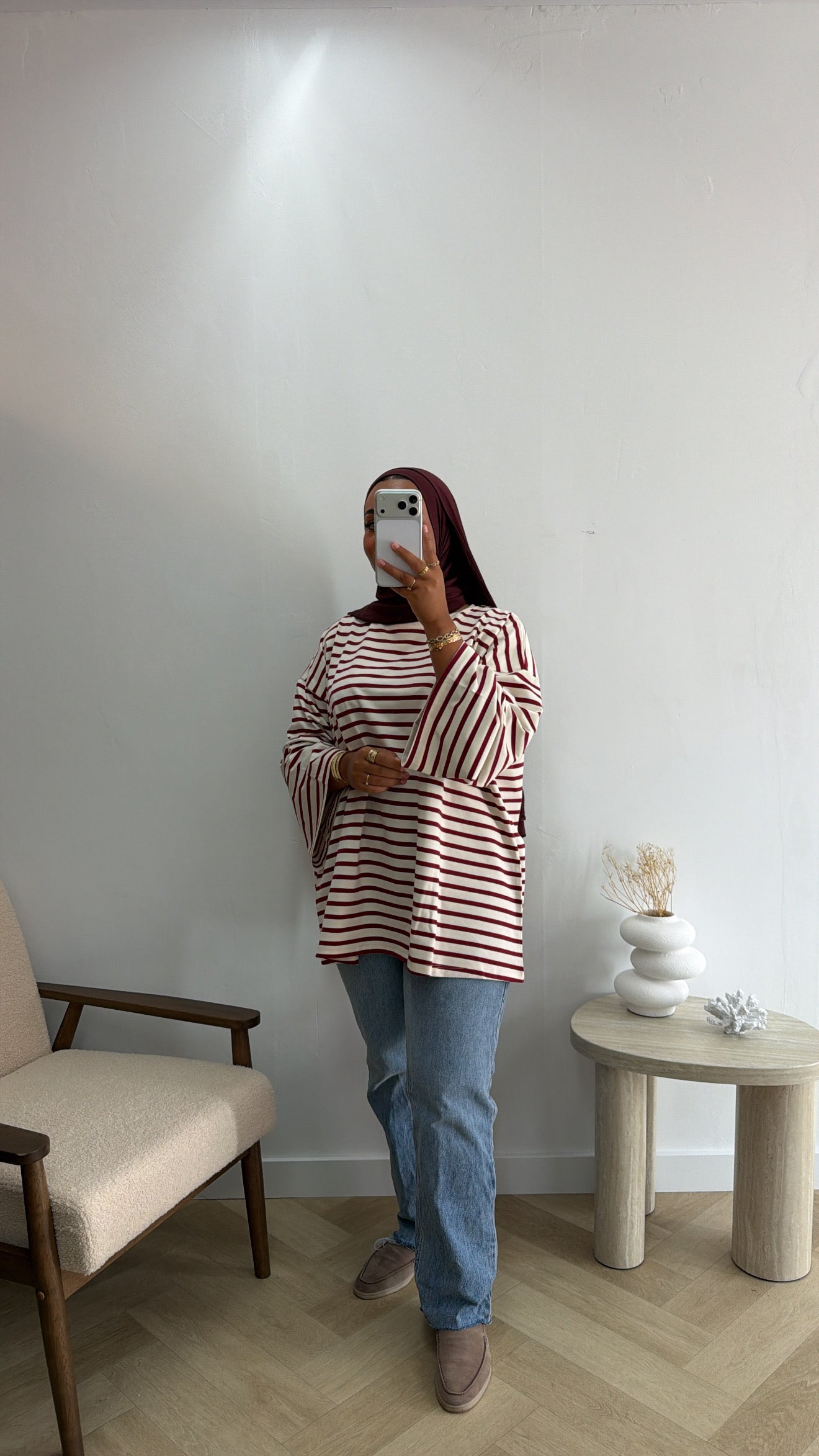 COTTON TOP STRIPE BORDEAUX