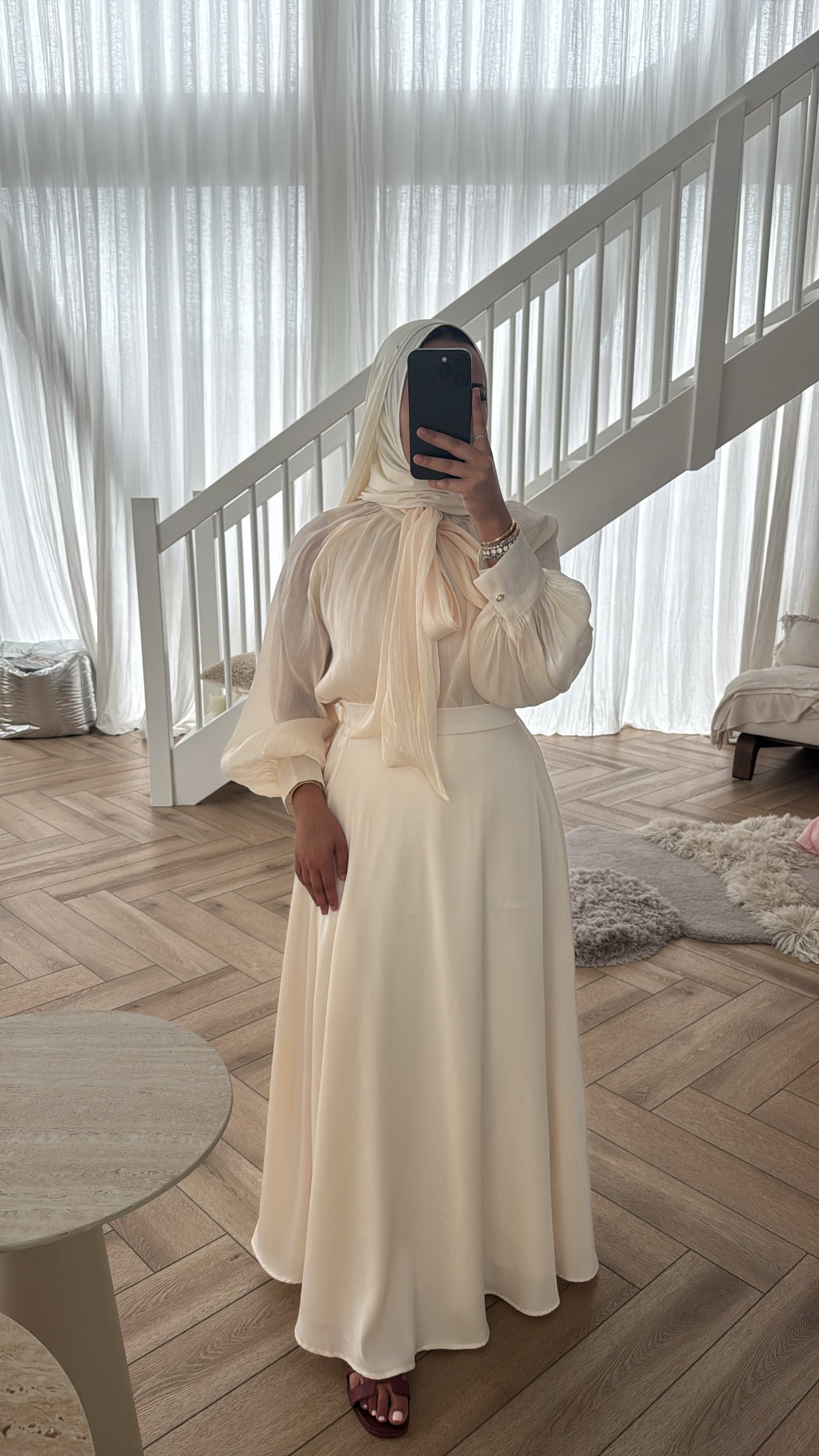SATIN ALINE SKIRT CREAM