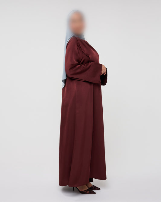 SATIN CAPE DRESS CHERRY