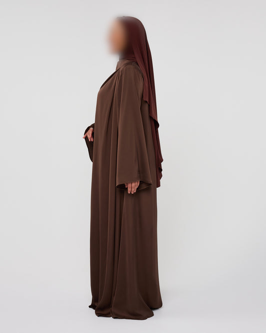 SILKY DRESS DARKBROWN