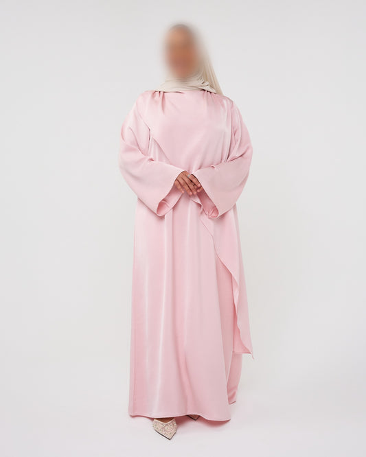 SATIN CAPE DRESS PINK