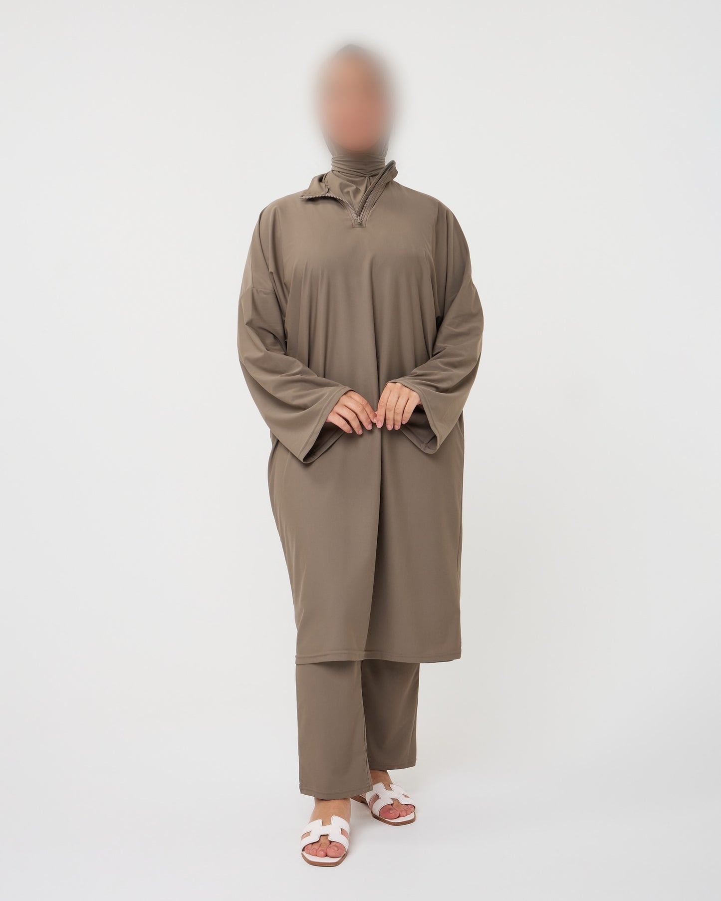 OVERSIZED MIDI BURKINI TAUPE