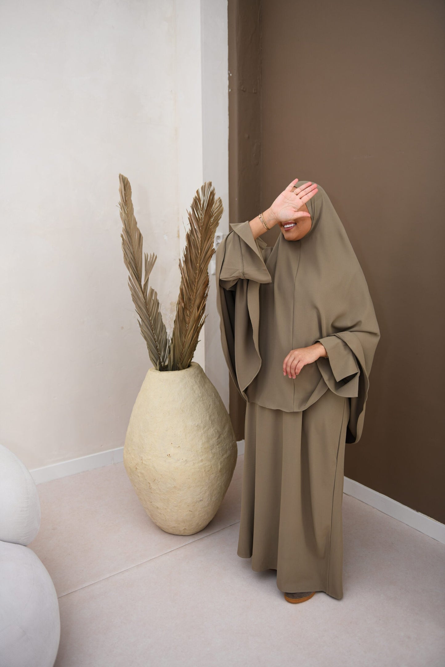 ABAYA SLEEVE SPLIT SET TAUPE