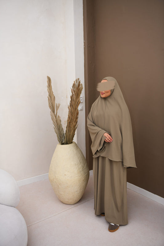 ABAYA SLEEVE SPLIT SET TAUPE