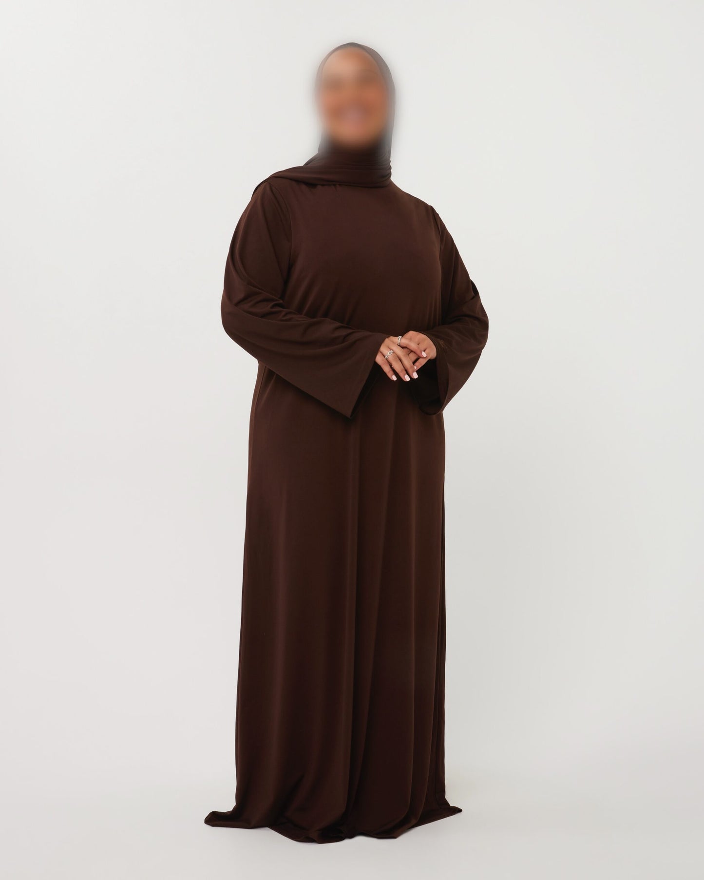 PREMIUM JERSEY ABAYA GHIMAAR SET BROWN LONG