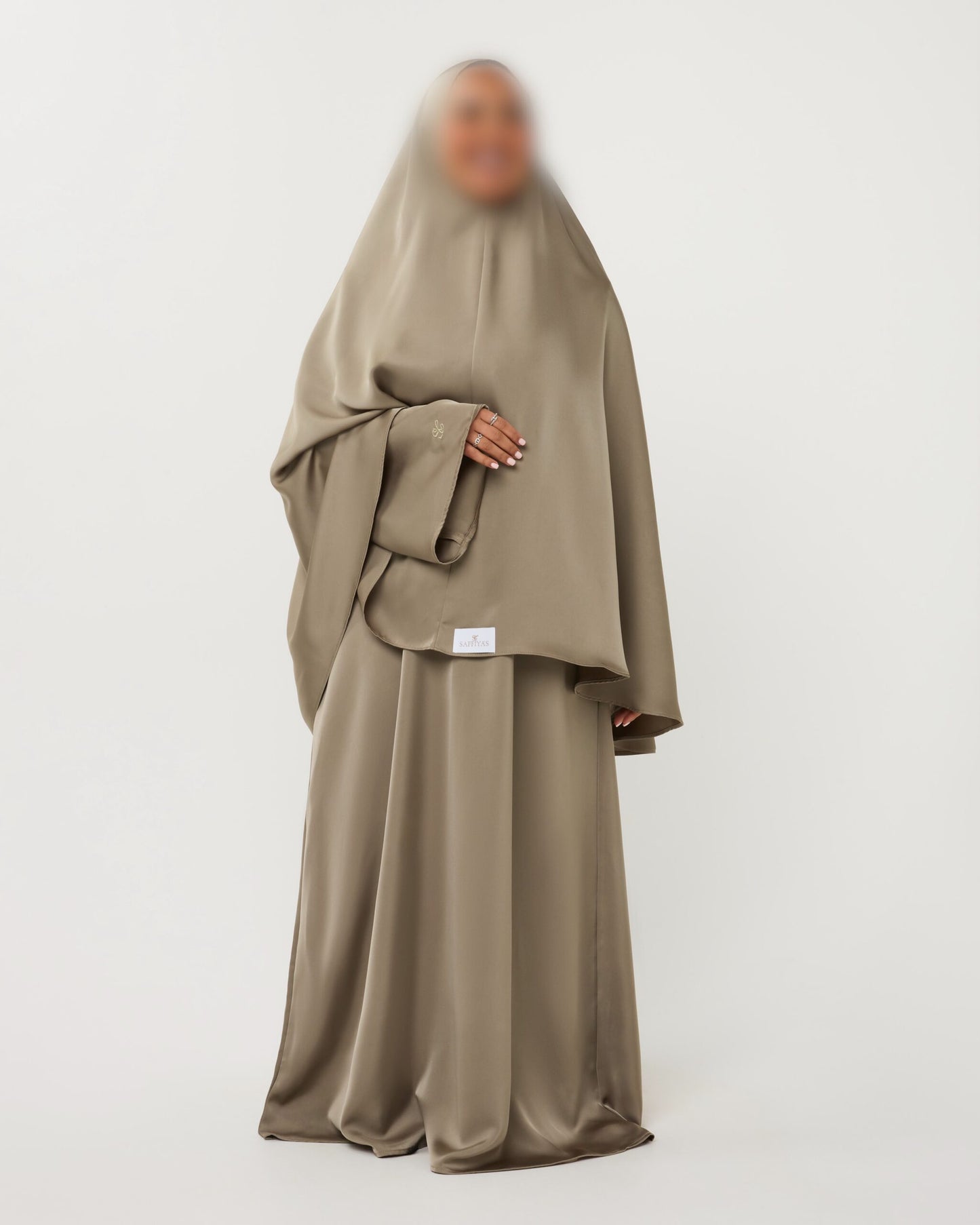 SATIN ABAYA GHIMAARSET MOSS GREEN