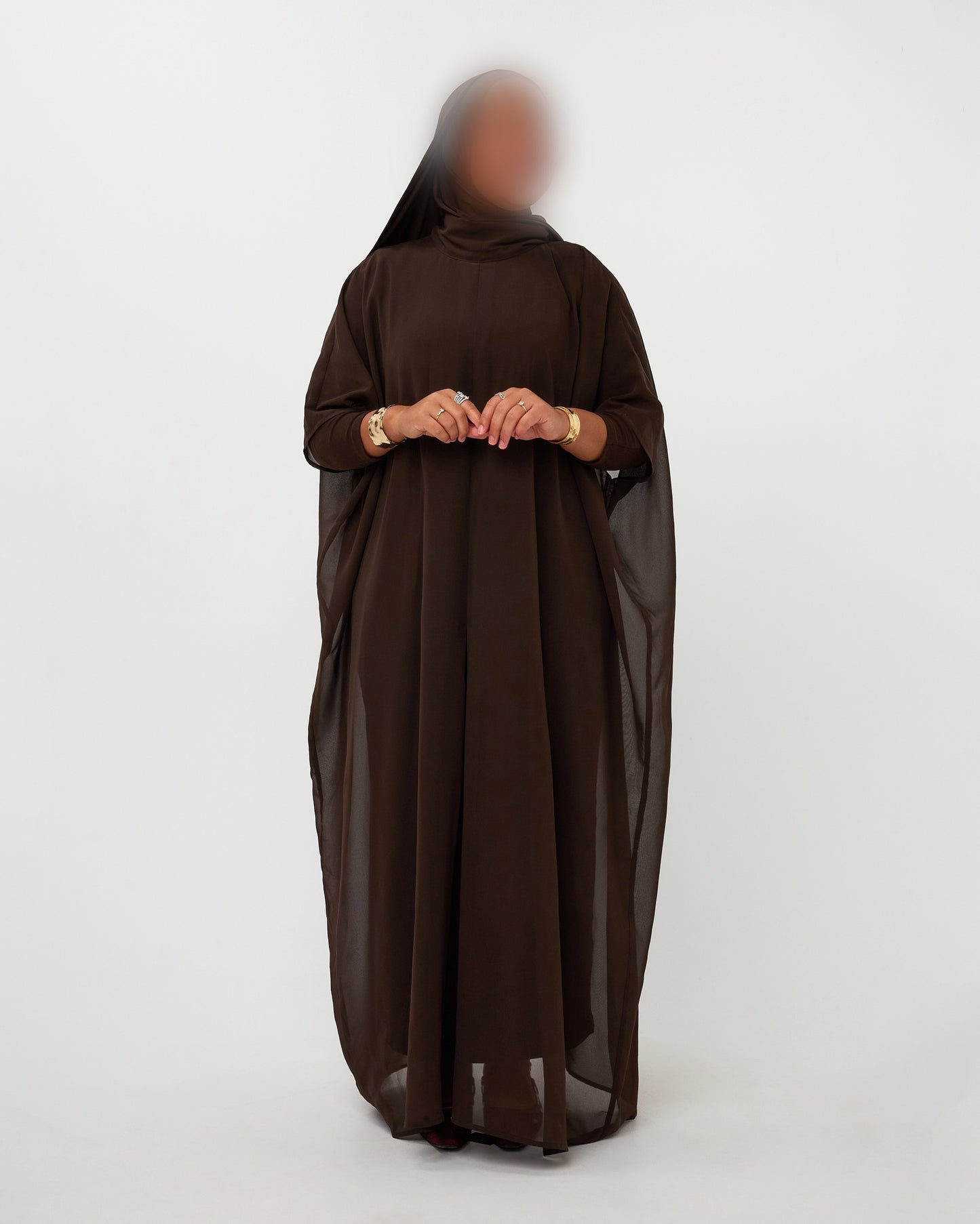CAPEDRESS CHIFFON DARKBROWN