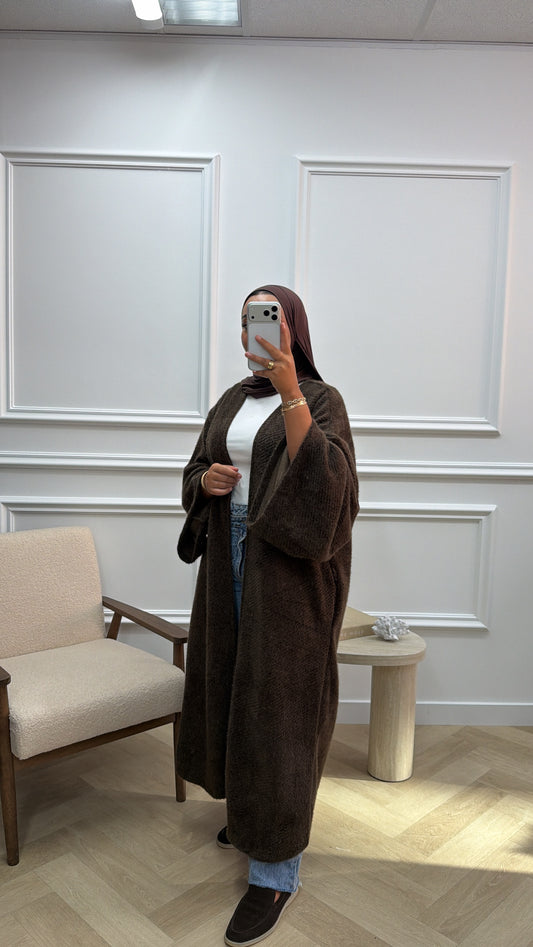 OVERSIZED VEST MET WIJDE MOUWEN BRUIN