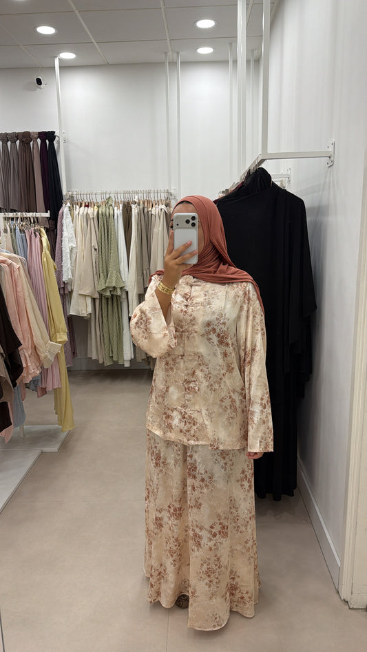 SATIN SKIRT SET PRINT PUMPKIN