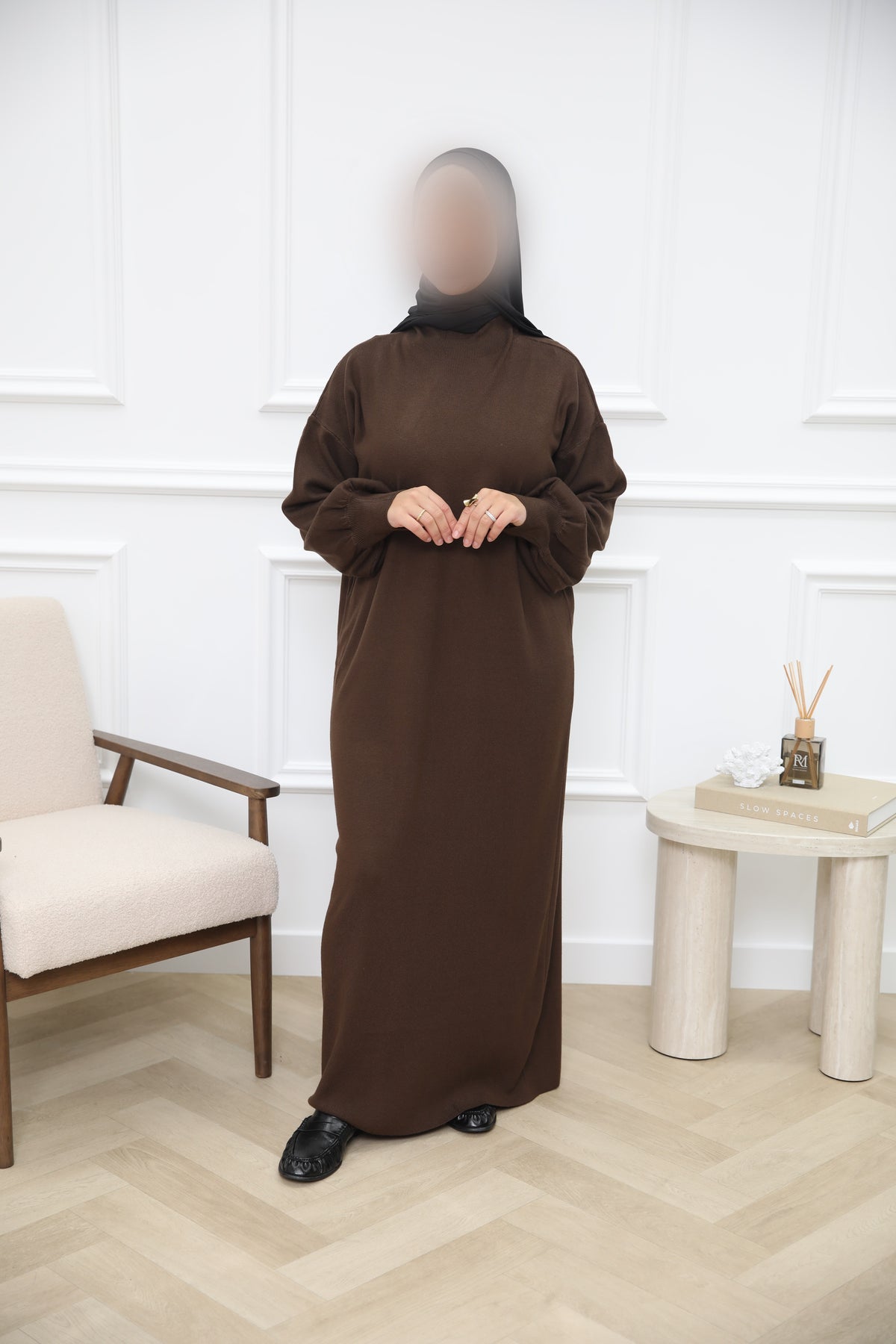 WOLLEN JURK DARKBROWN