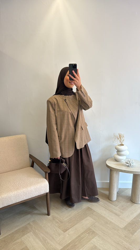 PRINT BLAZER BROWN