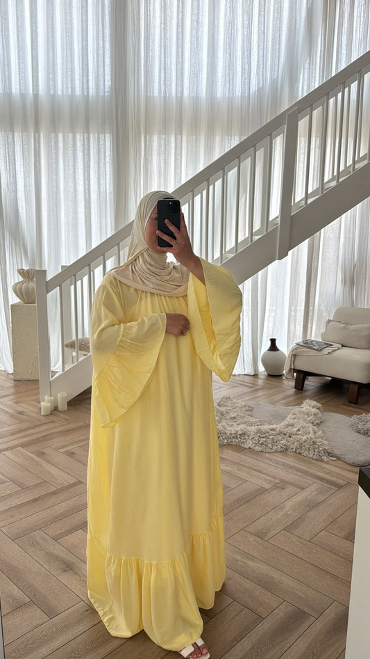 MAXI DRESS MET WIJDE MOUWEN YELLOW