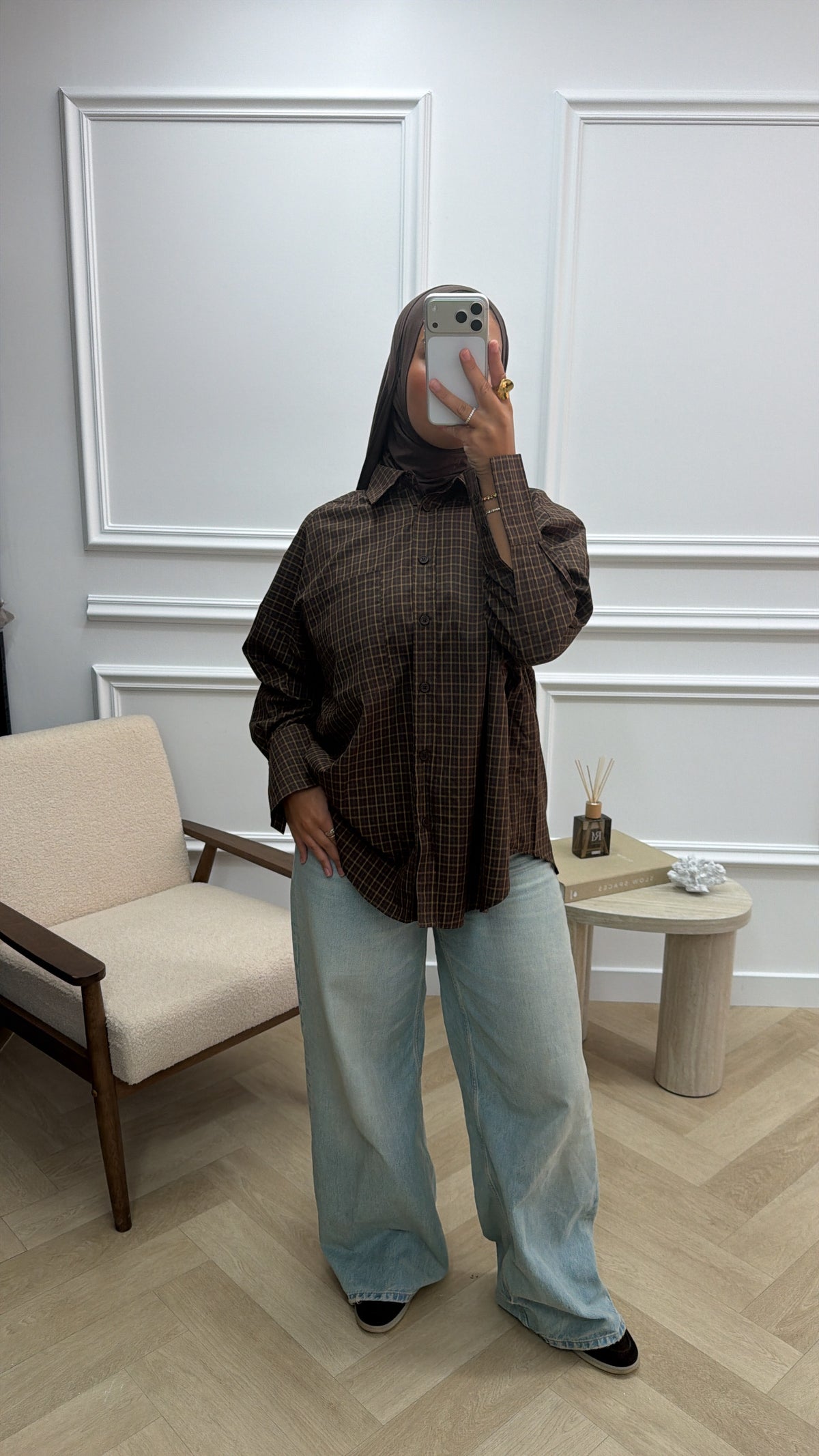 PRINT BLOUSE BROWN