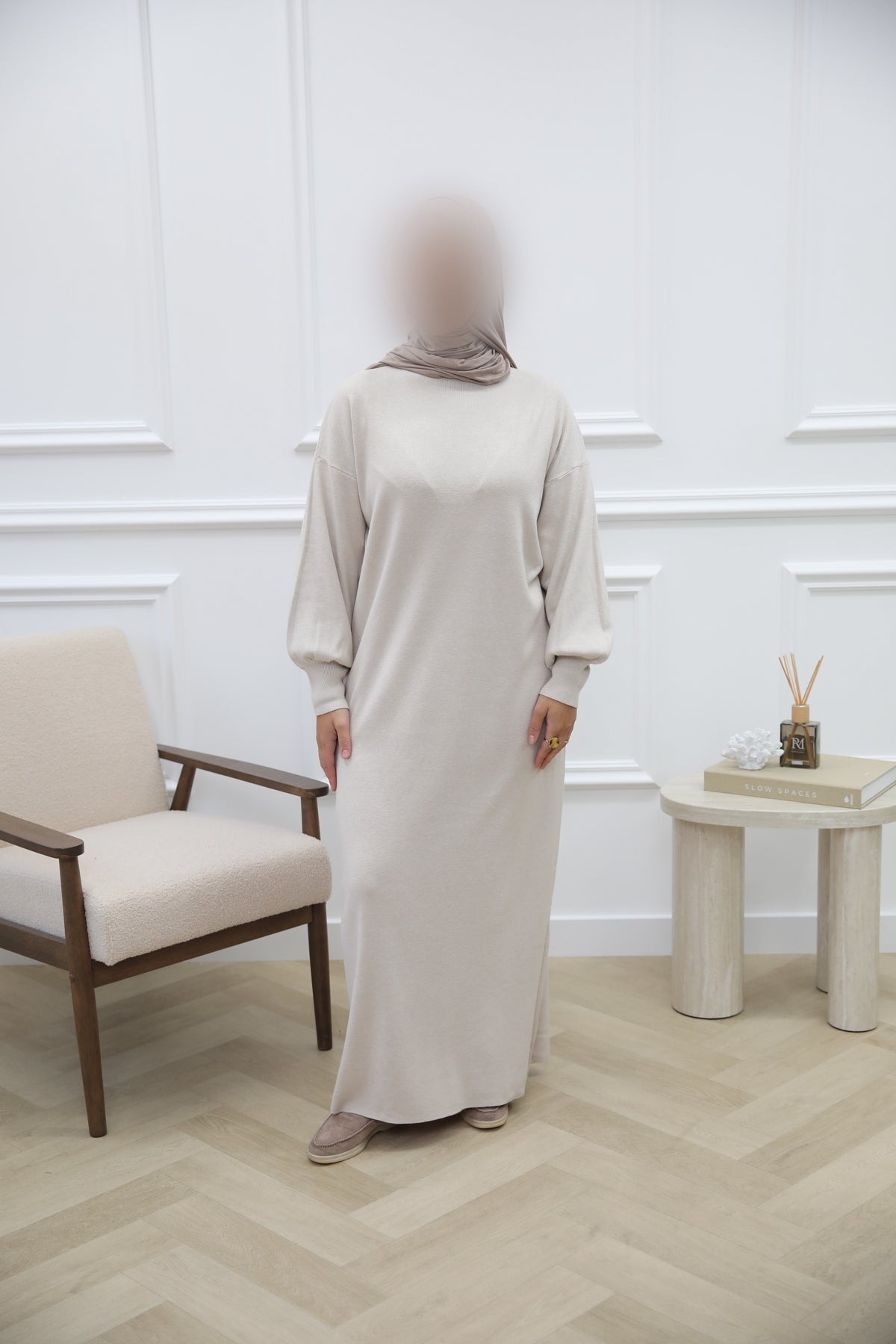 WOLLEN JURK BEIGE