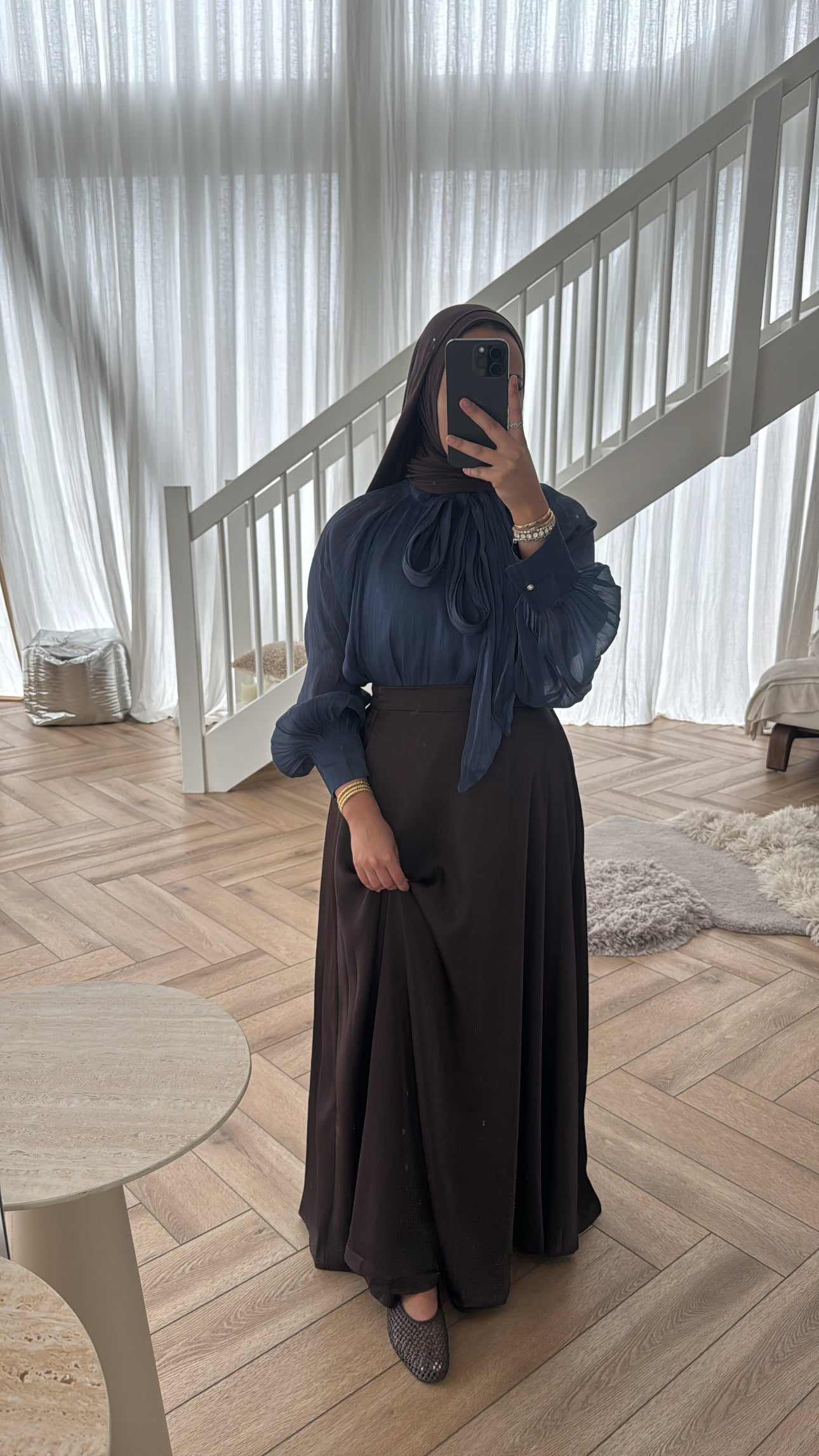SATIN ALINE SKIRT BROWN