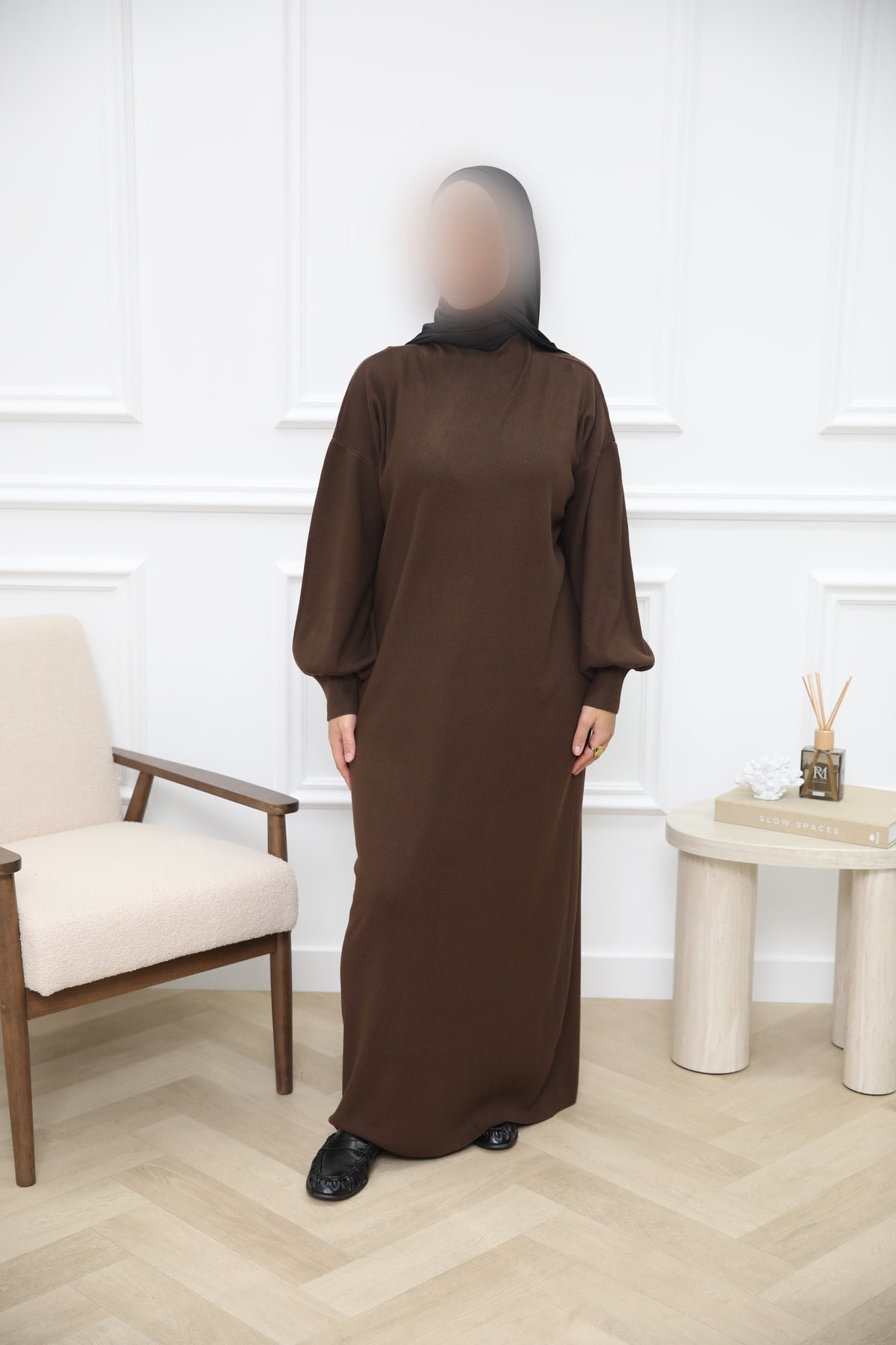 WOLLEN JURK DARKBROWN