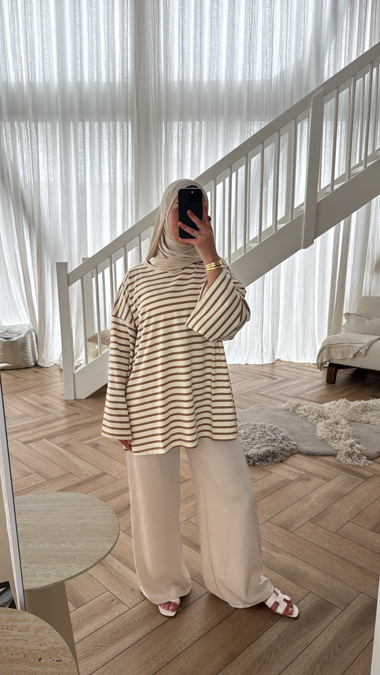 COTTON TOP STRIPE TAUPE