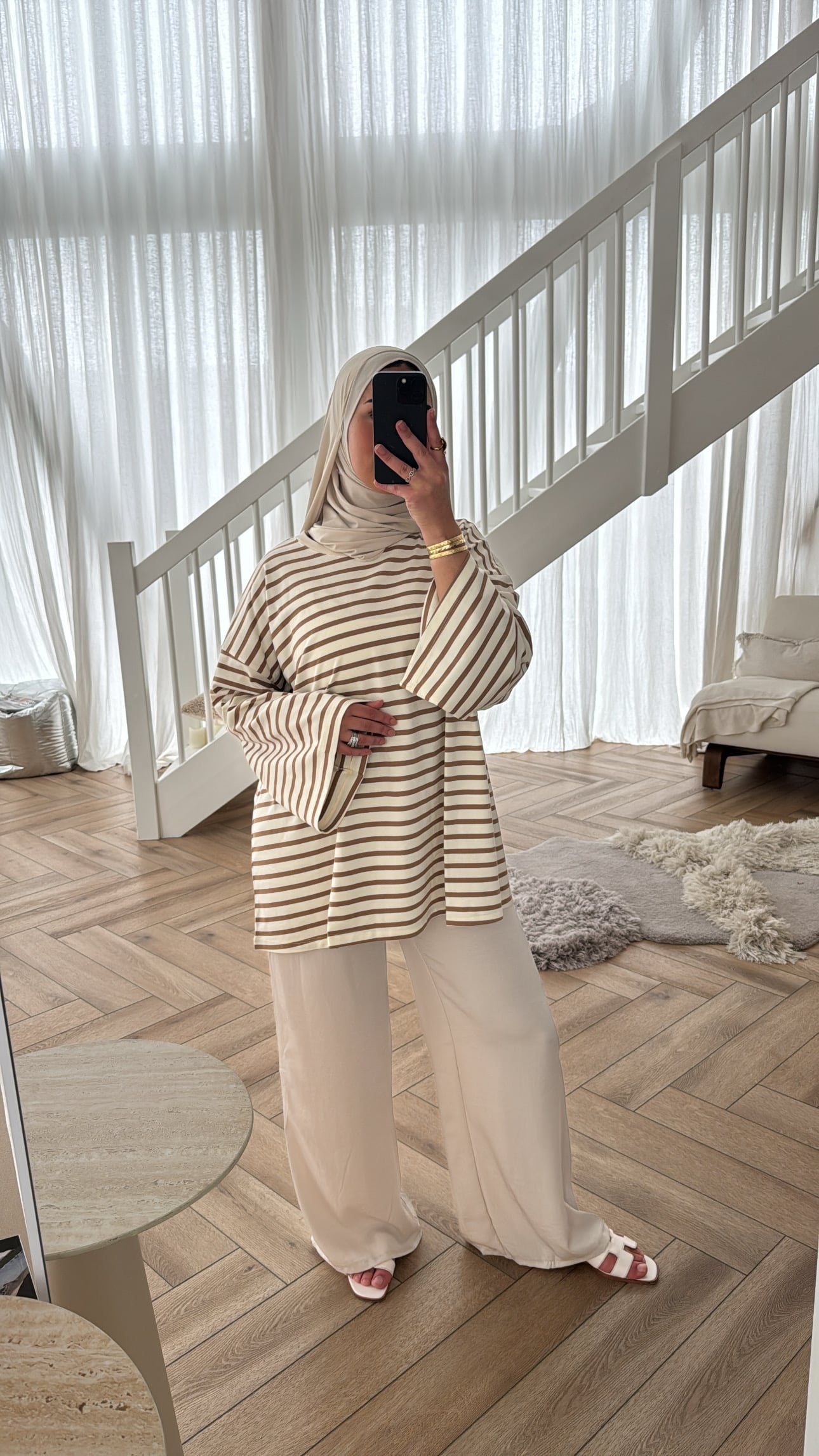 COTTON TOP STRIPE TAUPE