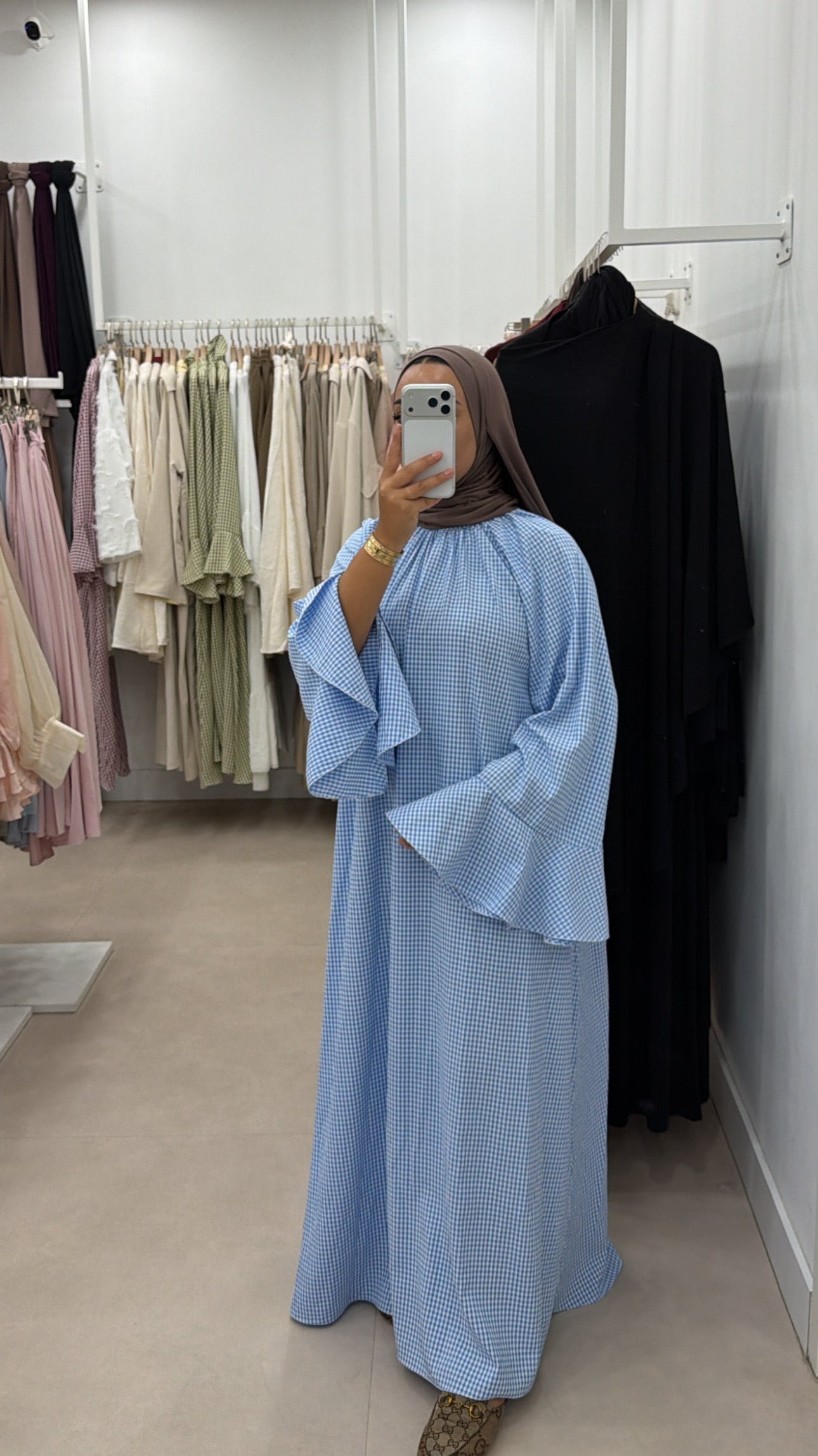 MAXI DRESS RUFFLES PRINT LIGHTBLUE