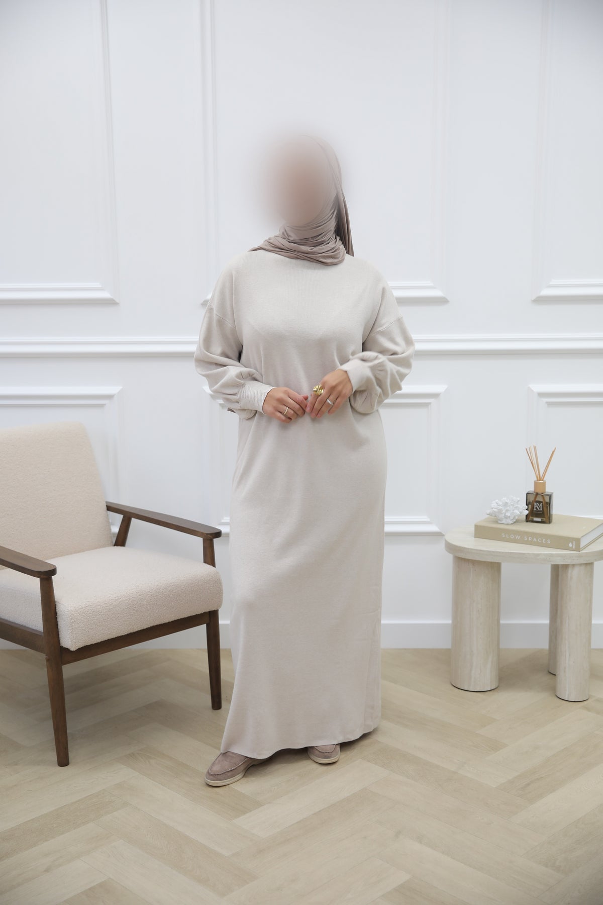 WOLLEN JURK BEIGE