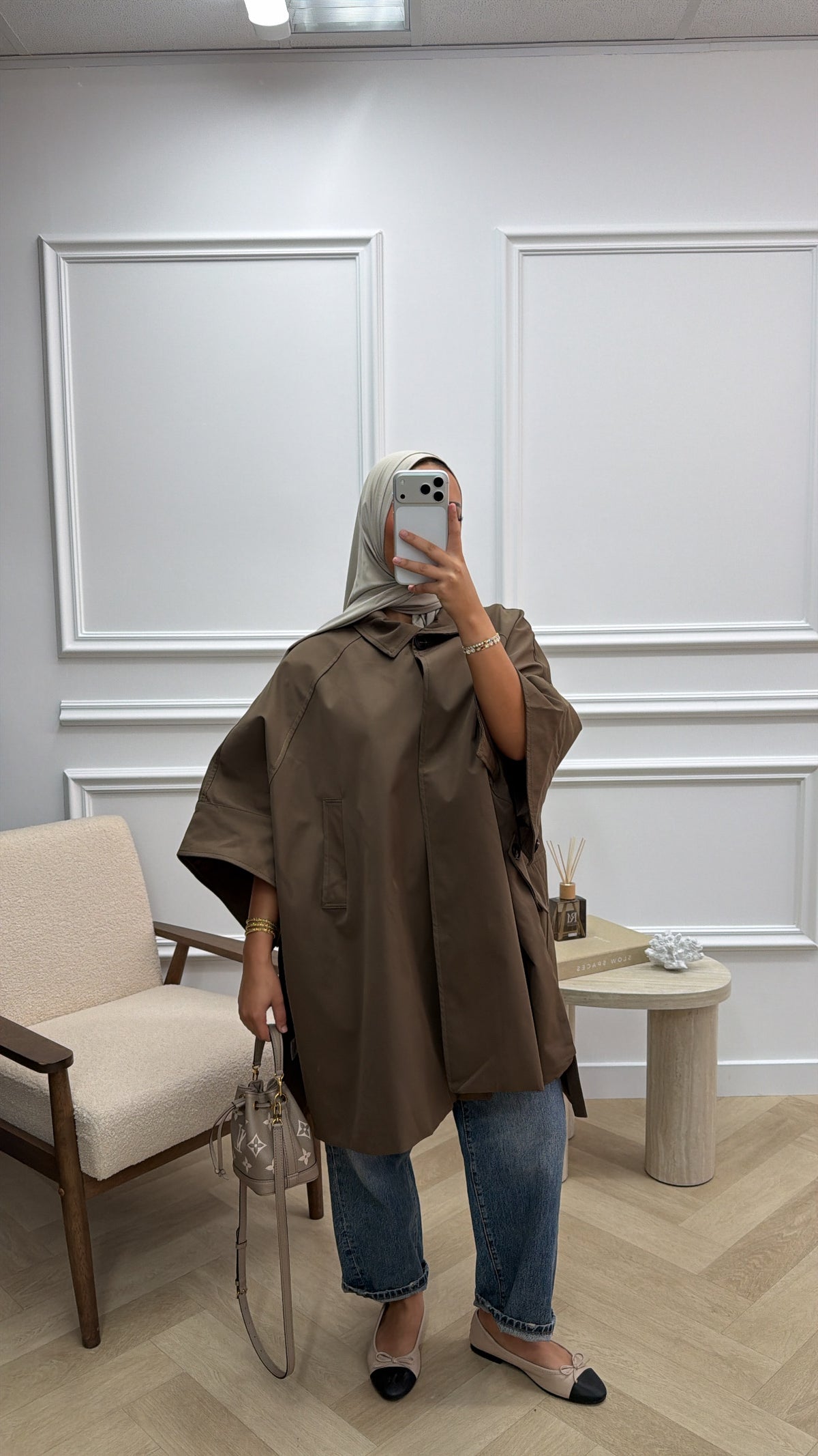 PREMIUM TRENCH CAPE TAUPEBROWN