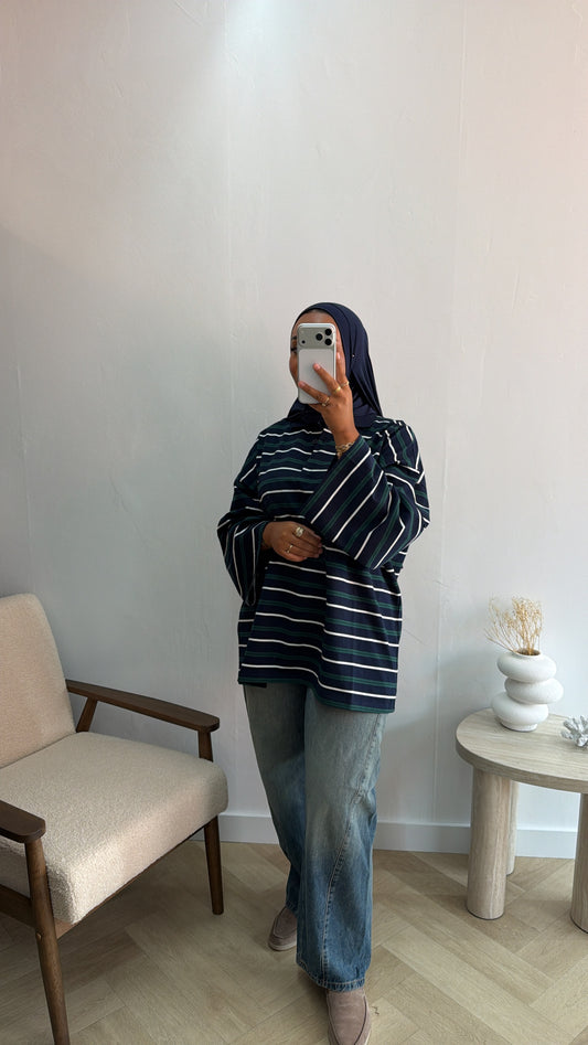PRINT TOP MET KRAAG GREEN