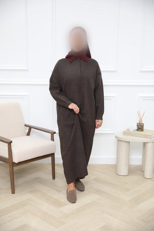 WOLLEN JURK DETAIL BORDEAUX