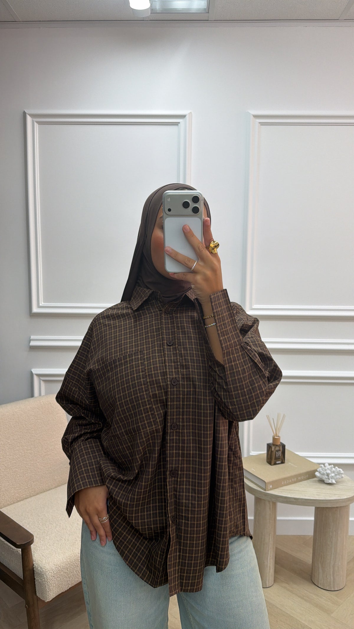 PRINT BLOUSE BROWN