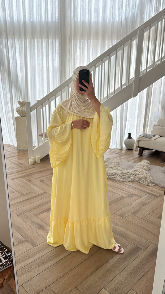 MAXI DRESS MET WIJDE MOUWEN YELLOW