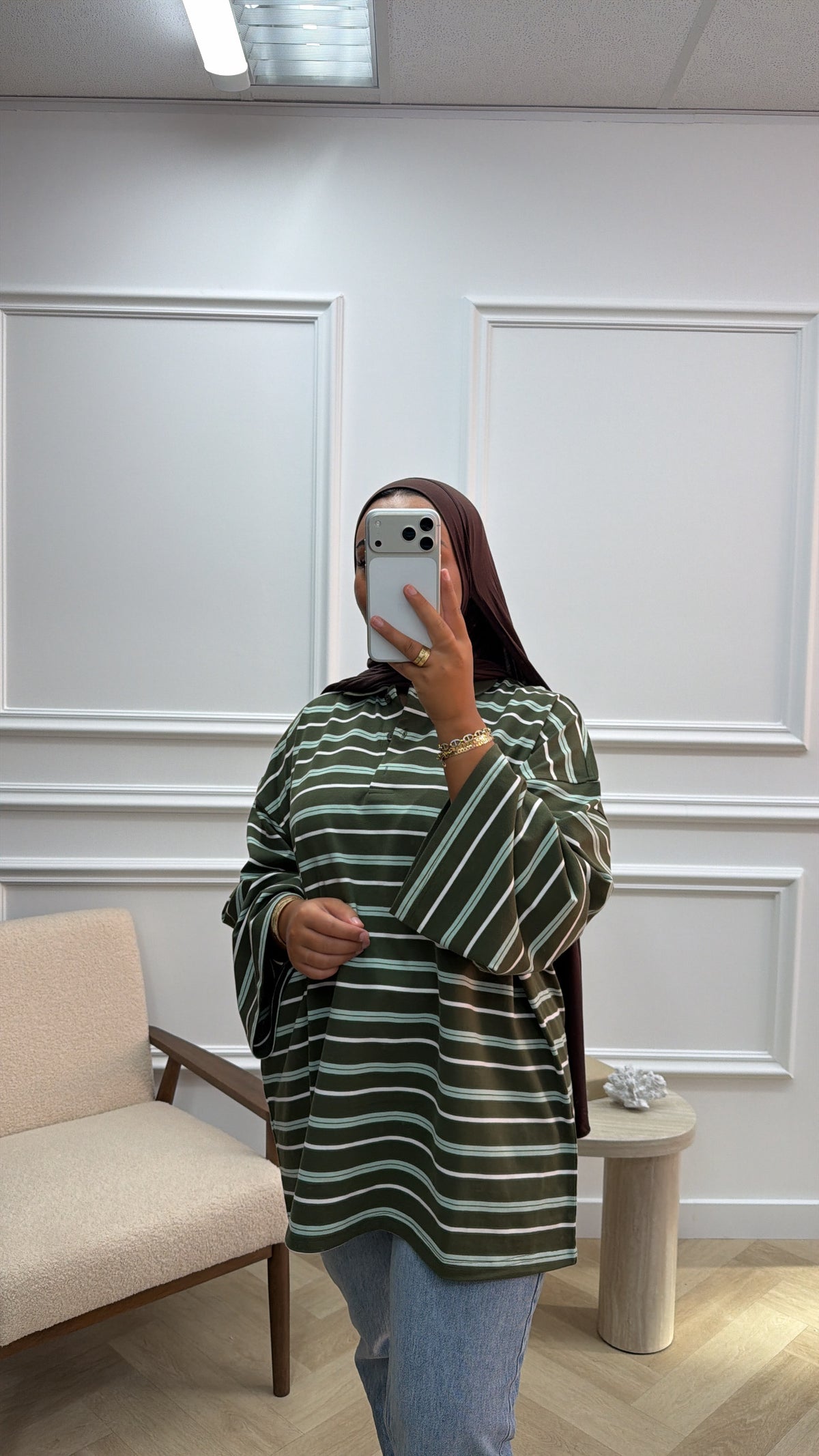 PRINT TOP MET KRAAG LICHTGREEN