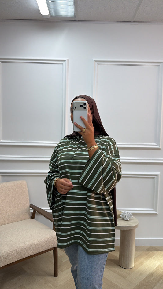 PRINT TOP MET KRAAG LICHTGREEN
