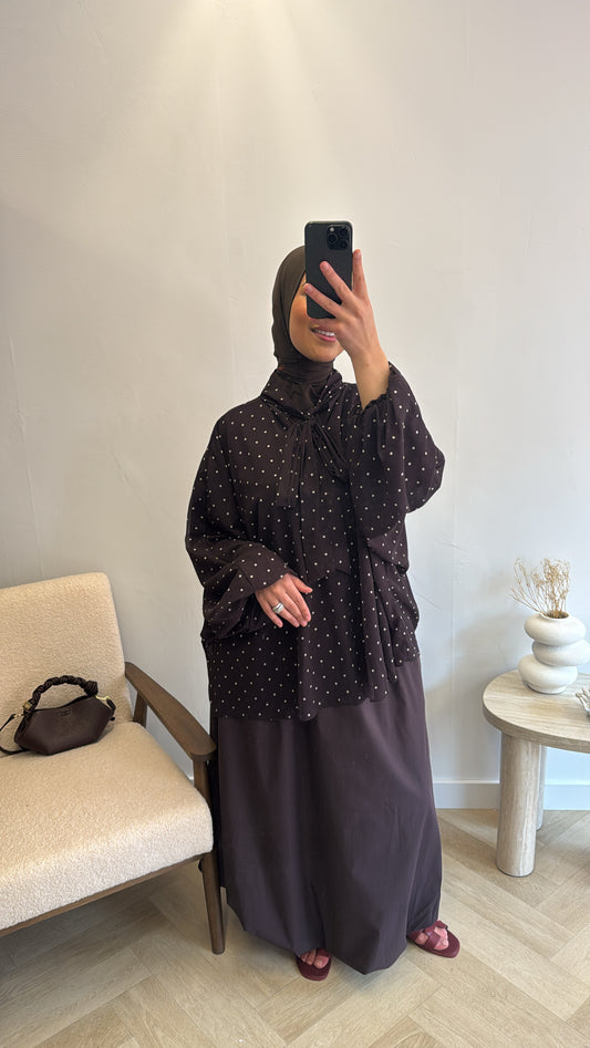 POLKA DOTS BLOUSE BROWN