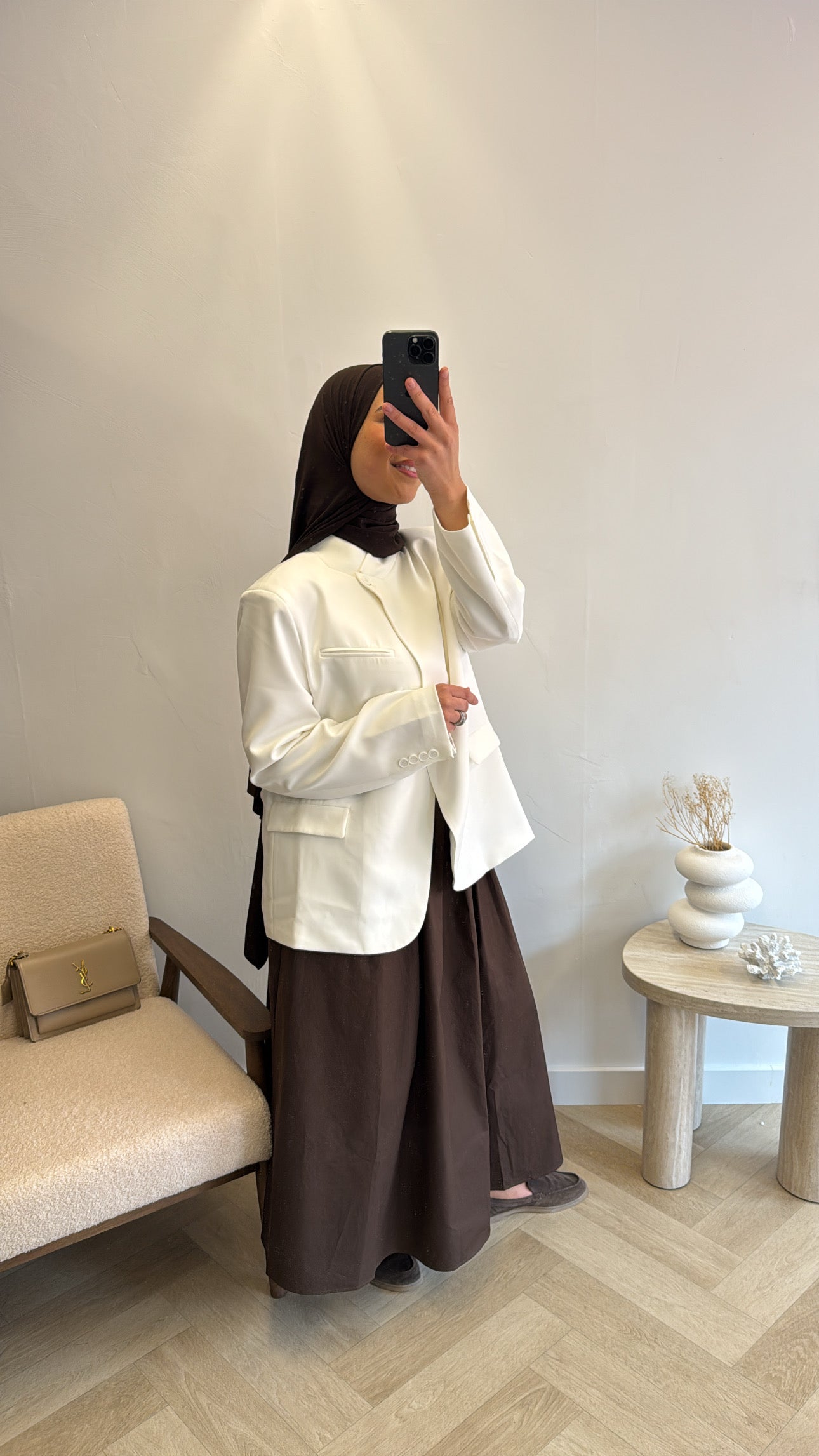 HIGH COLLAR BLAZER WHITE