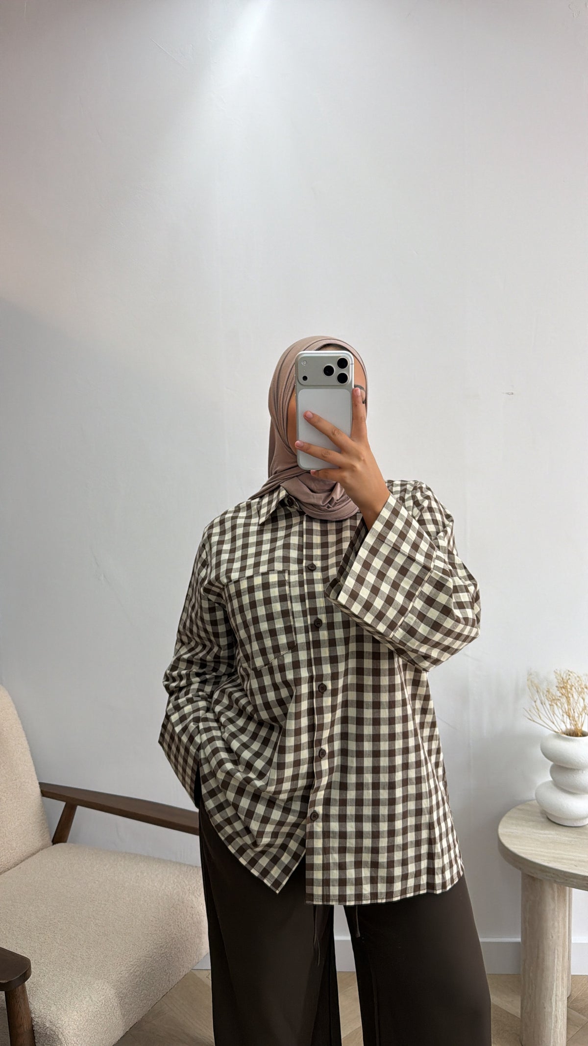 PRINT BLOUSE DARKBROWN