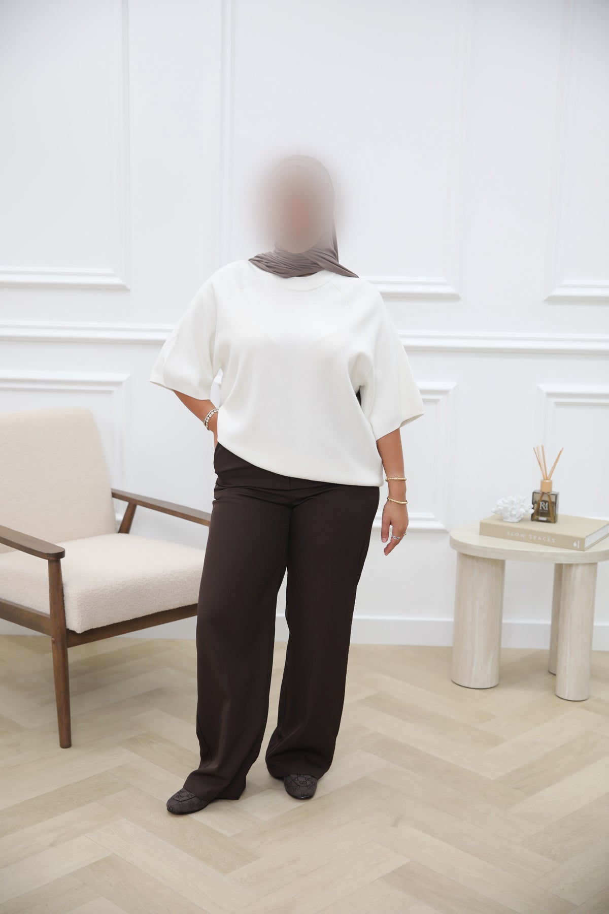 STRAIGHT PANTALON DARKBROWN