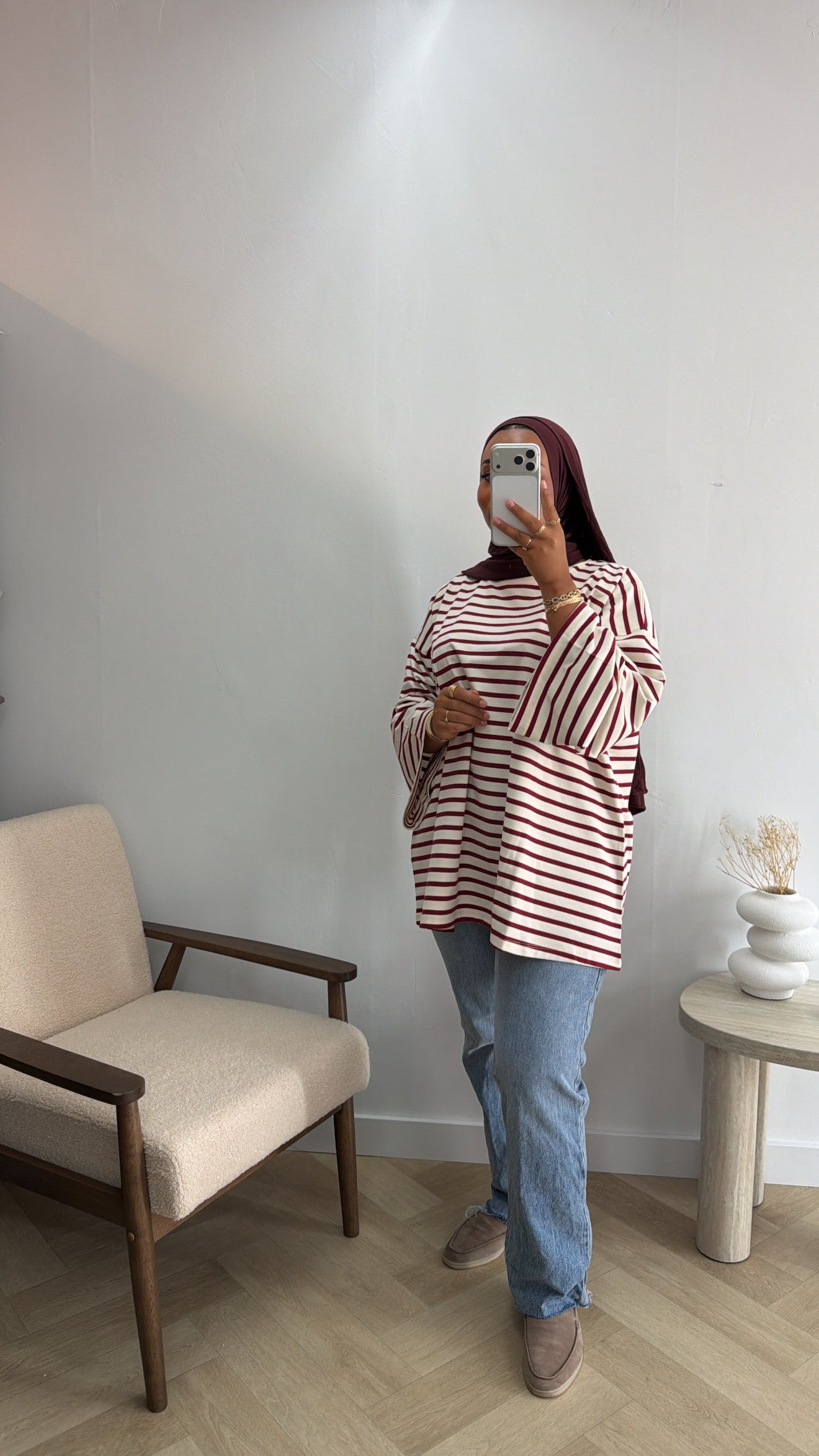COTTON TOP STRIPE BORDEAUX