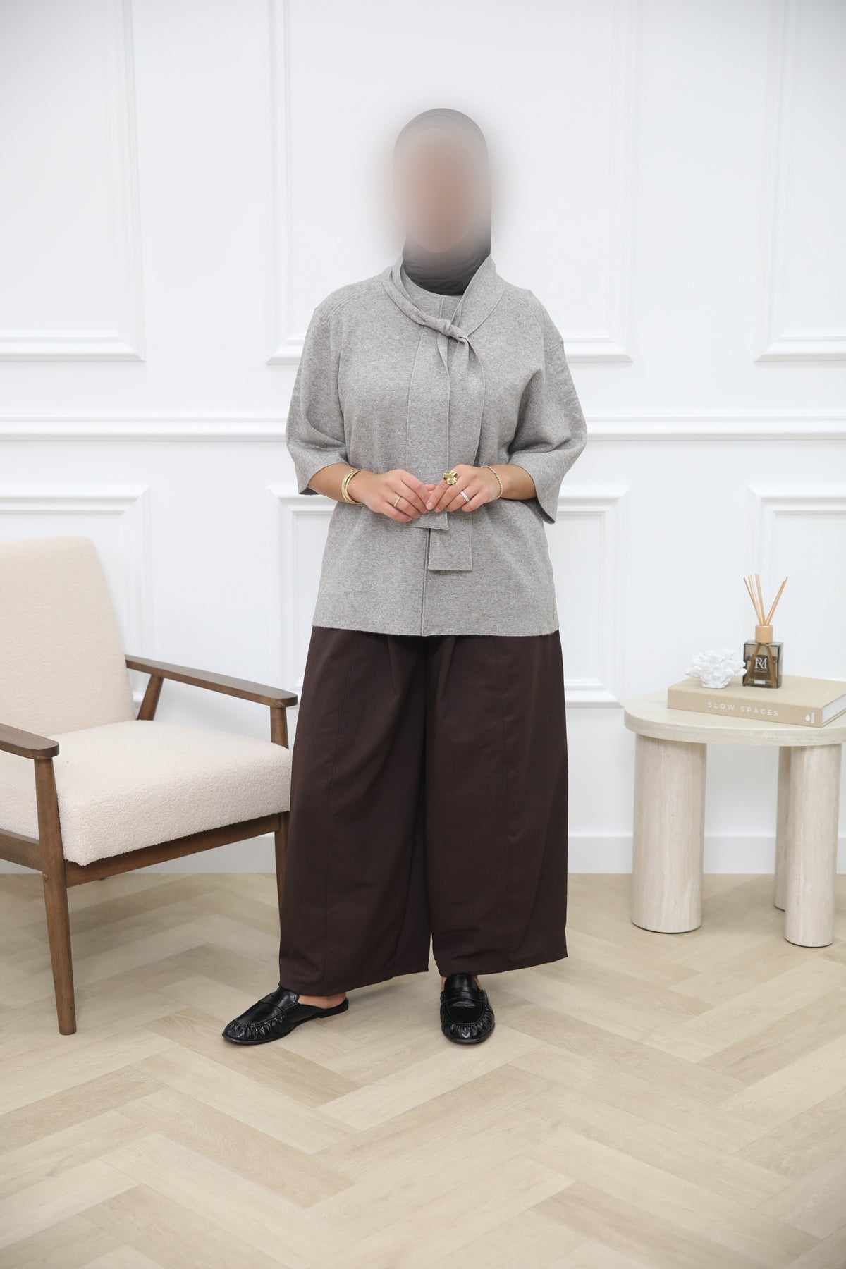 WOLLEN TOP BELT GREY