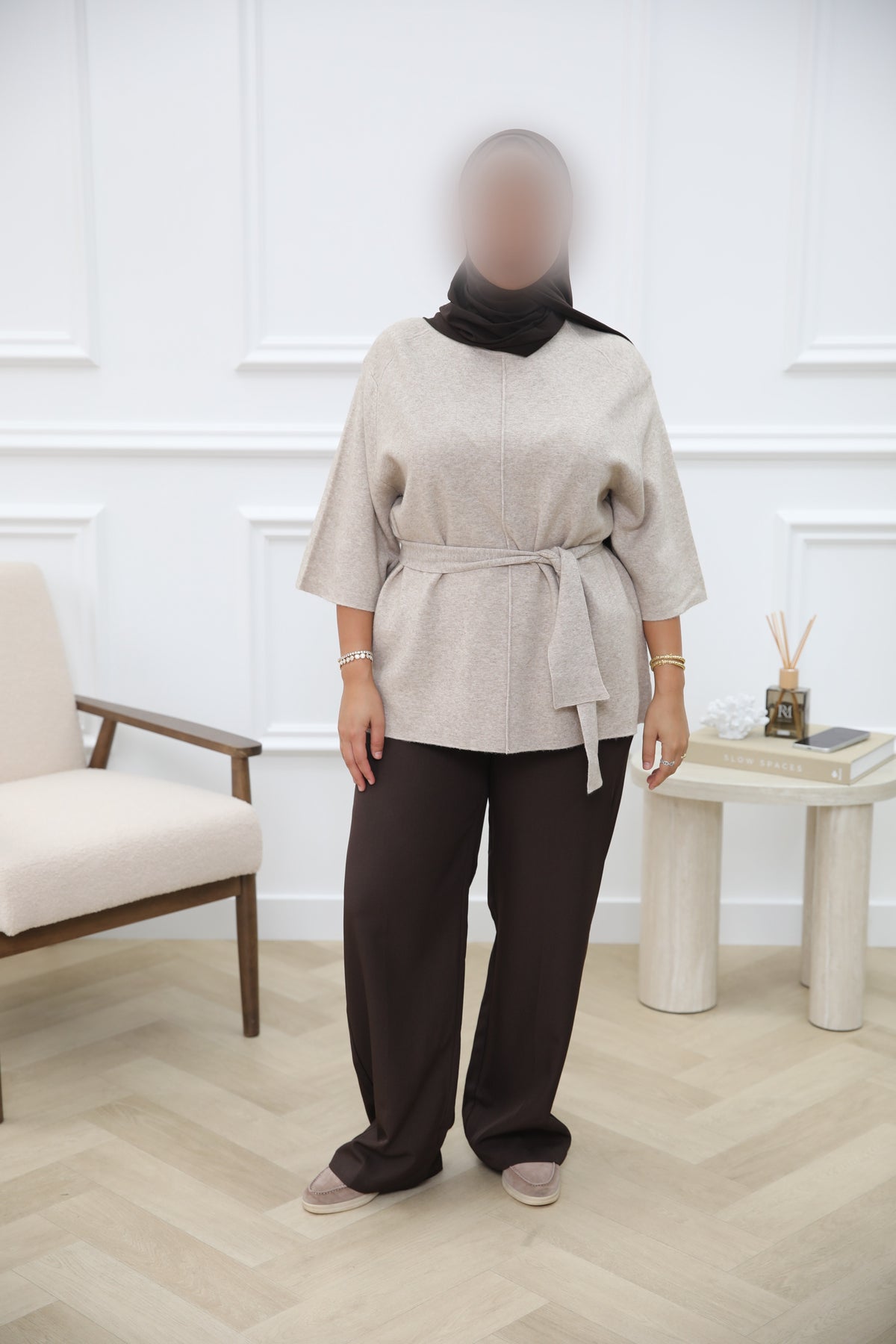 WOLLEN TOP BELT TAUPE