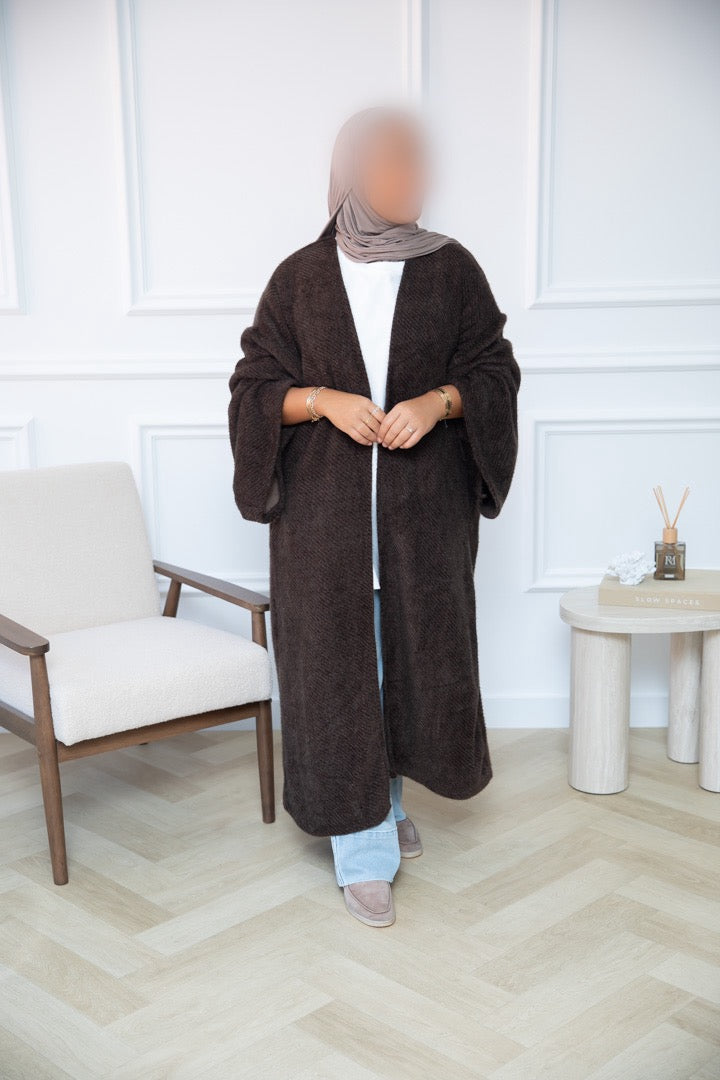 OVERSIZED VEST MET WIJDE MOUWEN BRUIN
