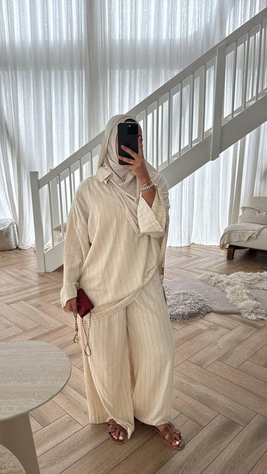 OVERSIZED LINEN SET BEIGE