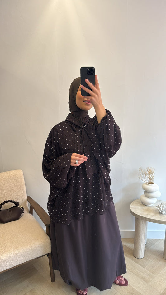 POLKA DOTS BLOUSE BROWN
